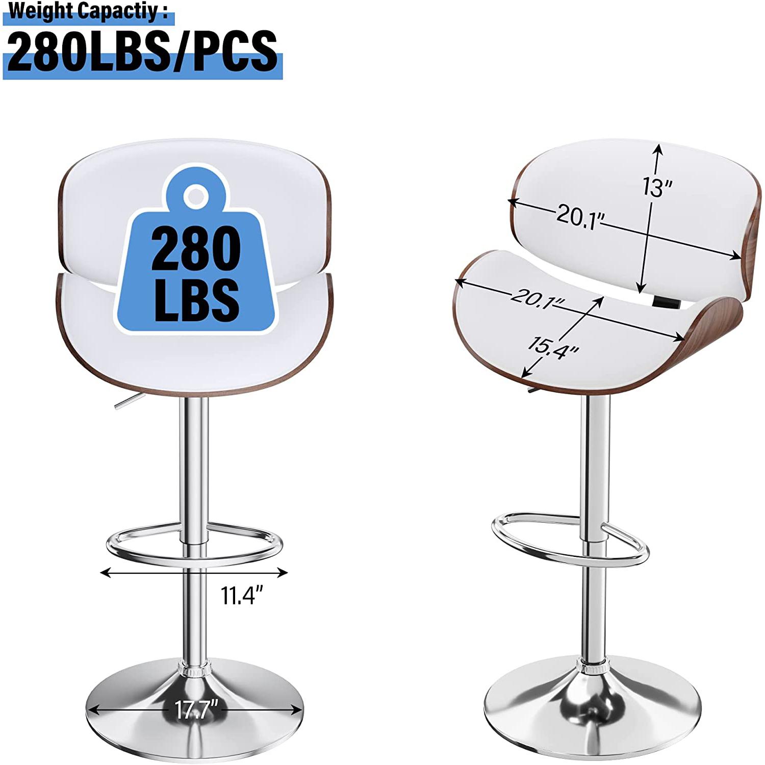 【Deals for Your Days】AOWOS Bar Stools, Set for 2/4, Adjustable Bentwood Barstools, Modern PU Leather Upholstered Bar Chair with Back and Footrest, for Bar, Island Counter, Kitchen, Dining Room 【Deals for Your Days】AOWOS Bar Stools, Set for 2/4, Adjustable Bentwood Barstools, Modern PU Leather Upholstered Bar Chair with Back and Footrest, for Bar, Island Counter, Kitchen, Dining Room