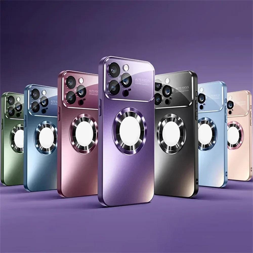 2026 New Titanium Metallic Matte Case For iPhone 17 Air 16 15 14 13 12 11 Pro Max Plus For Magsafe Lens Camera Protection Cover Cellphone Protective