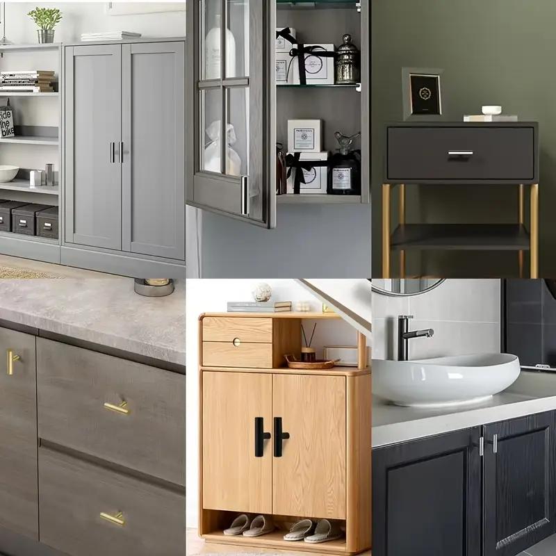 20PACK  Modern Rectangular Cabinet Knobs and Pulls Set, 50mm Single Hole Door Hardware Handles with Screws, Durable Metal Finish, Easy Installation