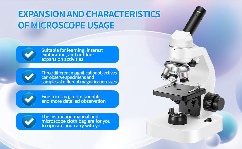 Professional composite microscope suitable for adults, children aged 8-12, and students | 2000x magnification laboratory and home microscope, with phone adapter, complete set of slides (black and white)