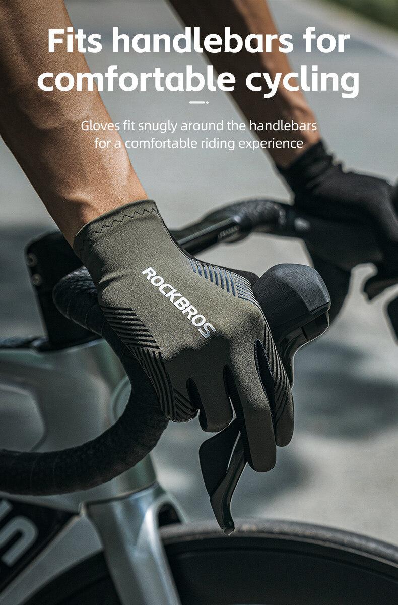ROCKBROS Cycling Gloves Mountain Bike Gloves Anti-Slip Full Finger Bike Gloves SBR Pad Shock-Absorbing MTB Road Bike Gloves for Riding Running Hiking Outdoor Sports