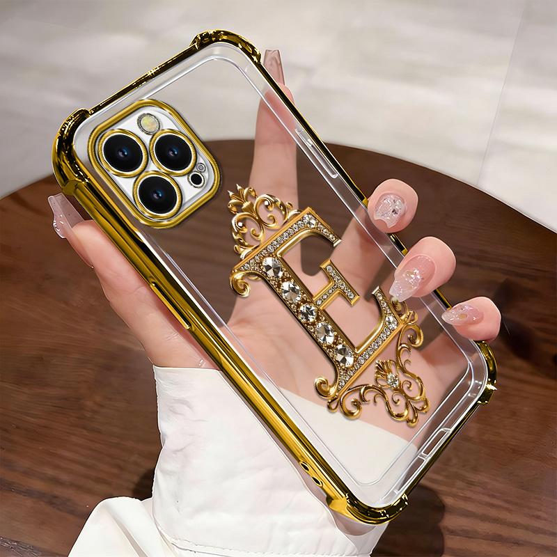 Suitable for [iPhone 12 Pro Max] high-end phone case🥰，Features a premium-look printed design—not actual 3D diamond studs，Choose from any of the 26 letters. YM99