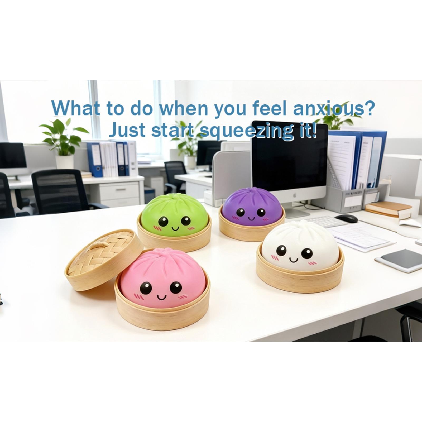 Dumpling Squishies, Glitter Dumpling Mystery Box, Colorful Dumplings Stress Balls Fidget Sensory Toy, Stocking Stuffers with Food Steamer Stretchy Desk Toys (Blue)
