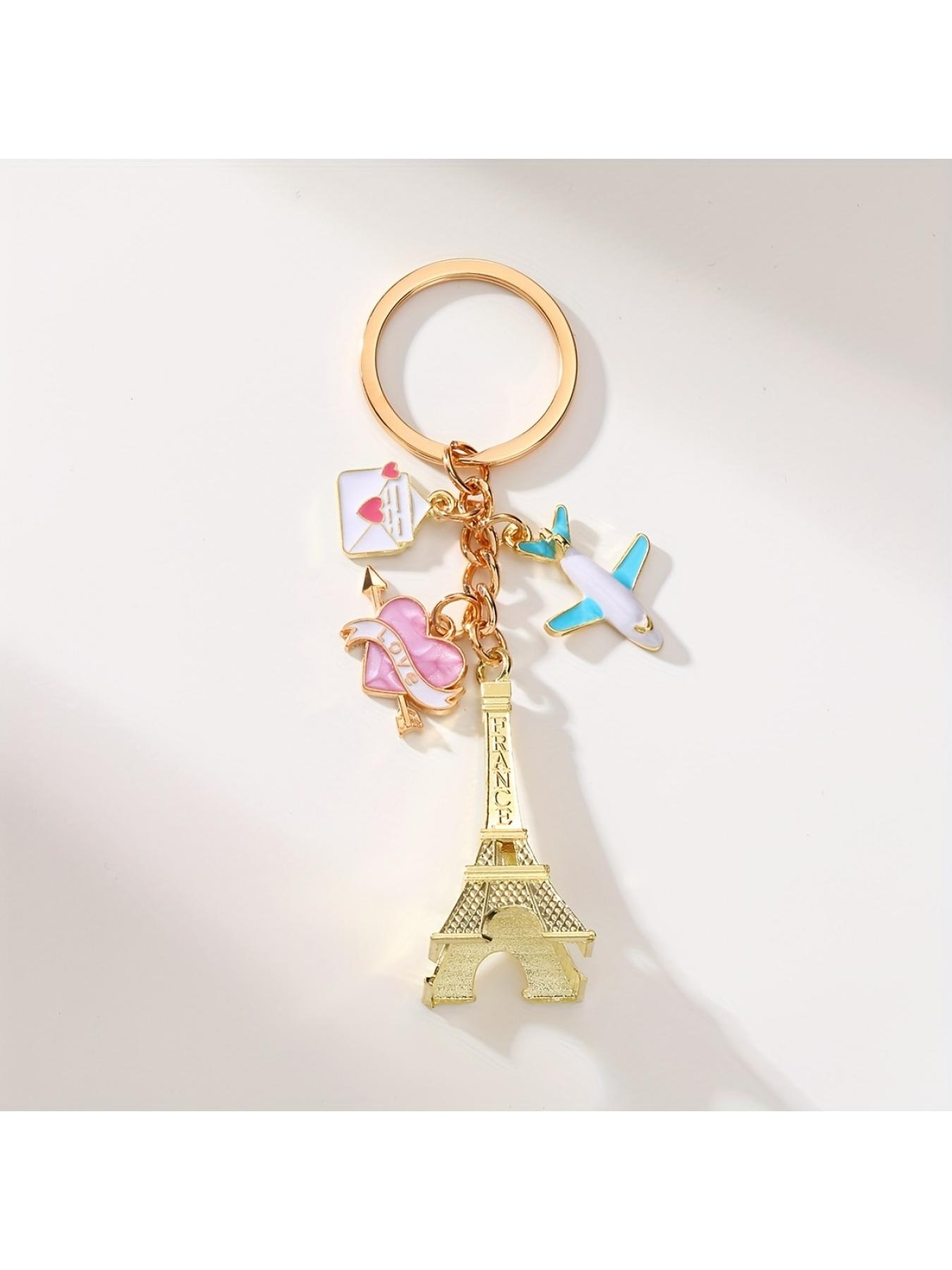 1pc Tower Key Chain, Romantic Envelope Airplane Pendant, Couple Key Chain Pendant