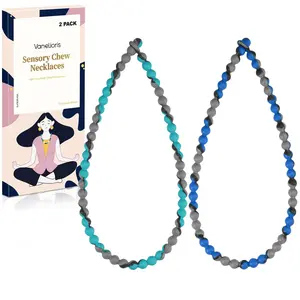 Chew Necklaces for Sensory Kids and Adults, Chewy Necklace Sensory Toys for Nail Biting, Silicone Necklace for Autism, ADHD, SPD, Fidget Oral Chew Toys for Boys and Girls Kids