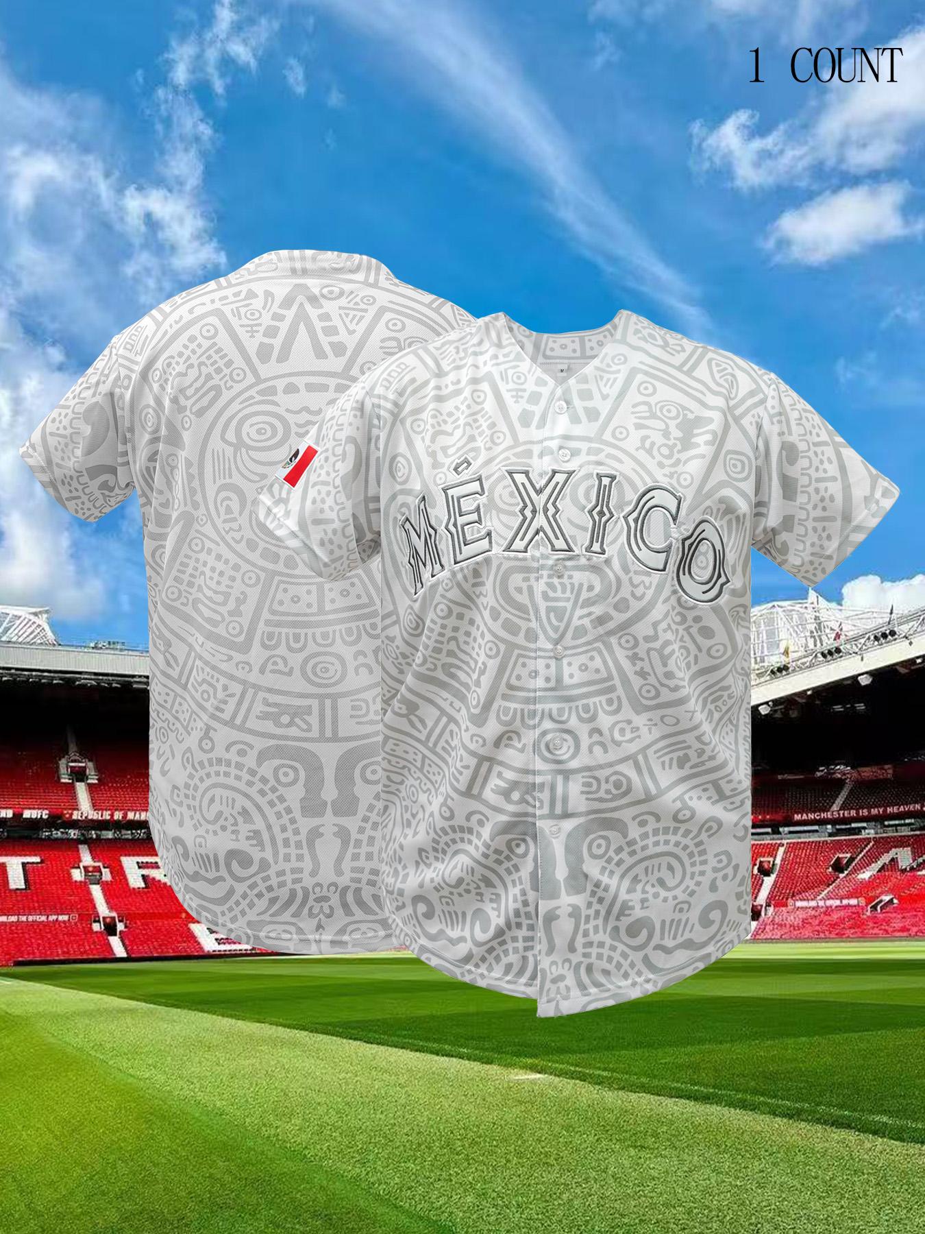 Men's Baseball Jersey, Short Sleeve Mexico Embroidered Shirt For Sports Jersey Shirts