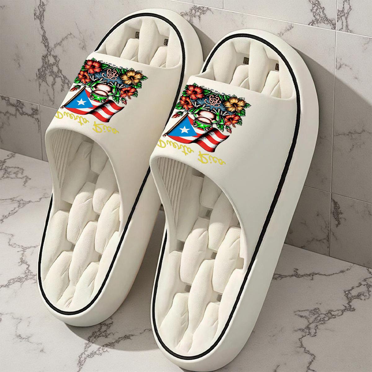 1 pair of new unisex sandals, Puerto Rico frog floral sandals, indoor/outdoor slippers, holiday gift sandals, women's sandals, room sandals, birthday gift sandals, casual sandals, summer EVA sandals, bathroom sandals, beach sandals, House Slides