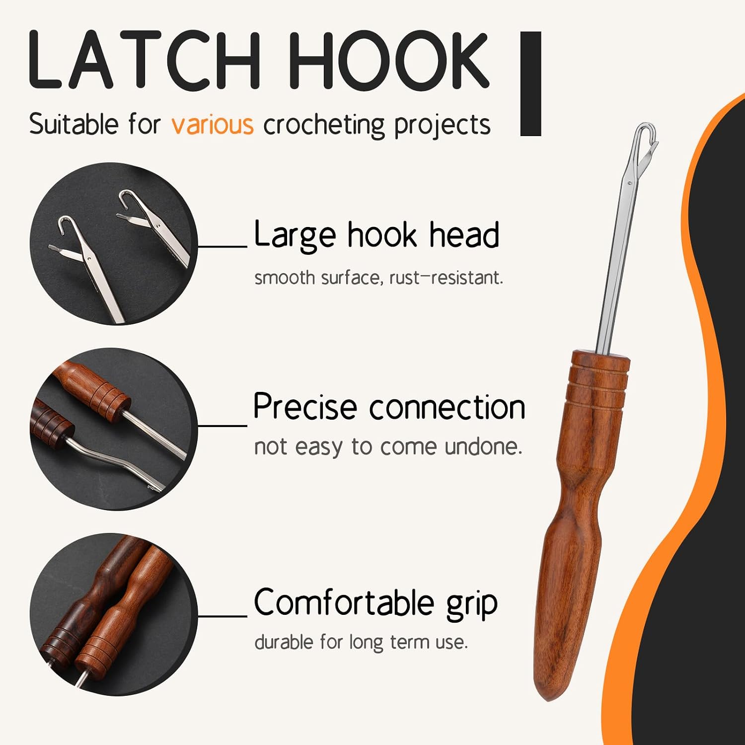 Latch Hook Tool, Straight Latch Hooks, Rug Hook (Type 3) | Crochet  for Hair, Hair Crochet Hook, Crochet Rug,  Braids, Hair Extension, Carpet Crafts