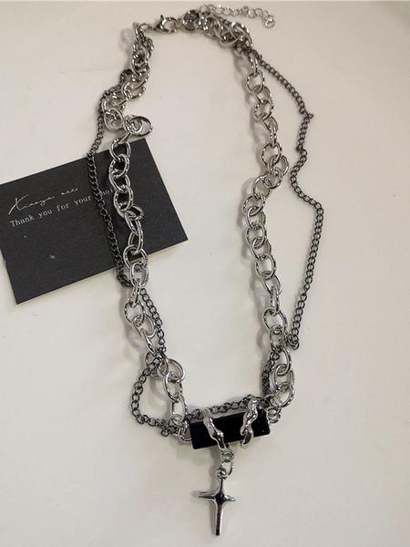 Punk Trendy Cross Star Heart Pendant Necklace Set, Hip Hop Street Style Unisex Couple Design, Perfect for Party Vacation Daily Wear, Fashionable Jewelry Accessories