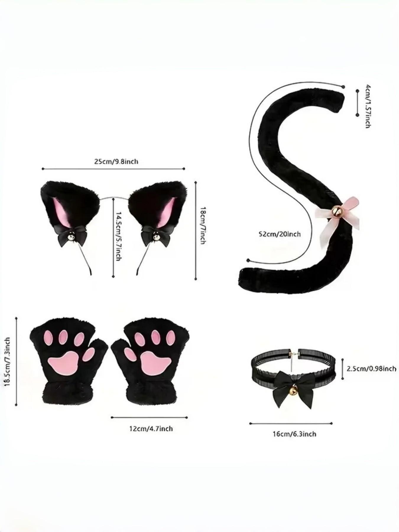 Handmade Cat Ear and Tail Accessories Set, Animal Print Costume for Dance Performances, Halloween Belly Dance