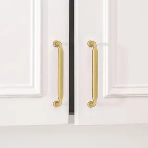 10 Pack 5 Inch Brushed Brass Cabinet Pulls Kitchen Cabinet Handles Gold Drawer Pulls Zinc Alloy Solid Hardware for Bathroom Cupboard Dresser