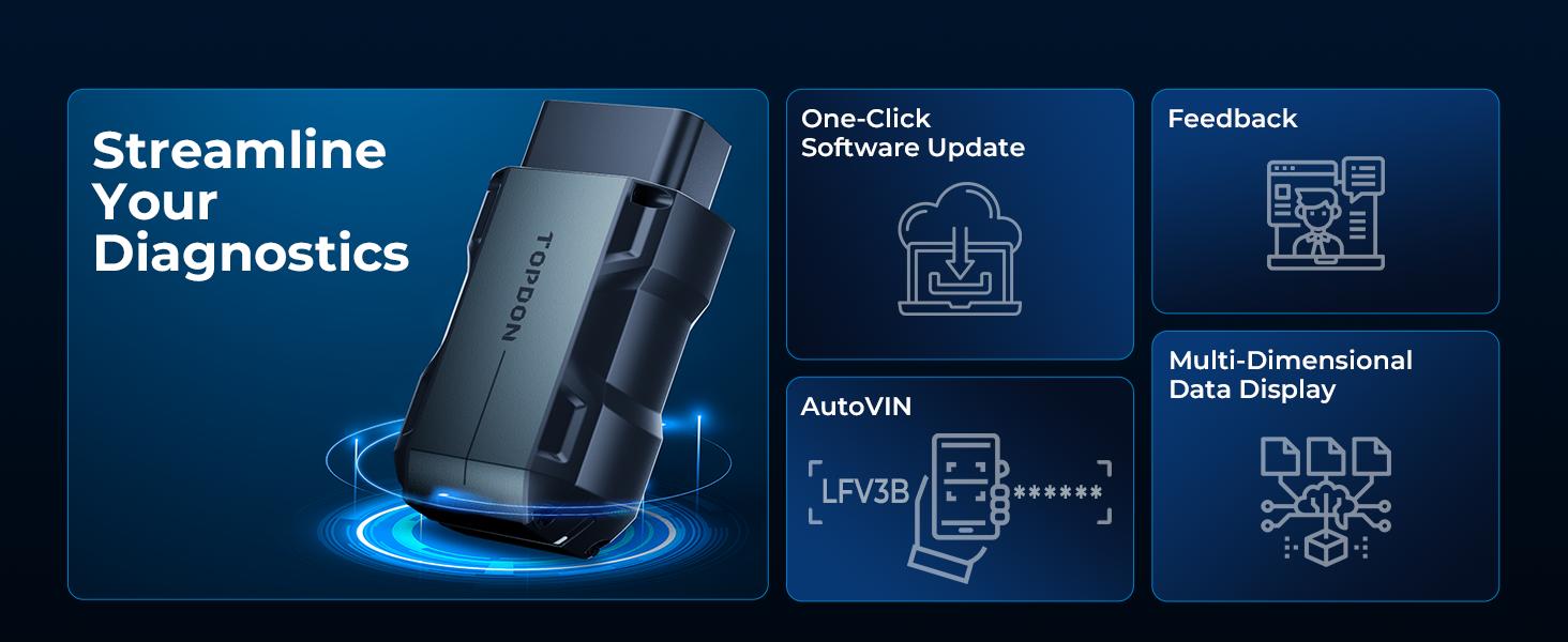 TOPDON TOPSCAN OBD2 Scanner Diagnostic Tool Full System AutoVIN Active Test TOPDON TOPSCAN OBD2 Scanner Diagnostic Tool Full System AutoVIN Active Test