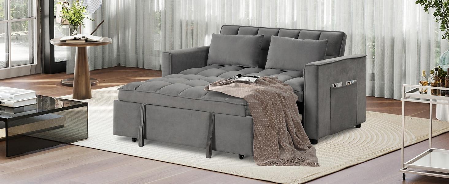 [SpringStatements] EBELLO 3 in 1 Convertible Sleeper Sofa Bed, Futon Couches for Living Room with Side Pocket,Adjustable Backrest,Pull Out Couch,Loveseat,Sectional Daybed for Lazy day