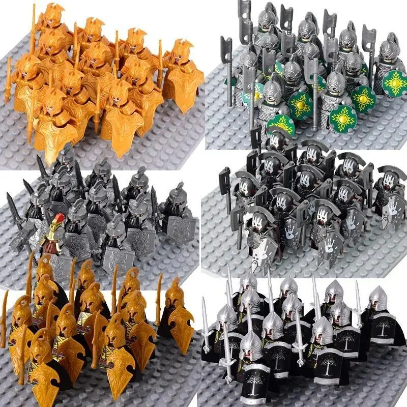 MOC Medieval Dwarf Warrior Elves Knights lotr Figures Building Blocks Accessories Armor Shield LOTR DIY Toys For Children gift bricks and minifigs