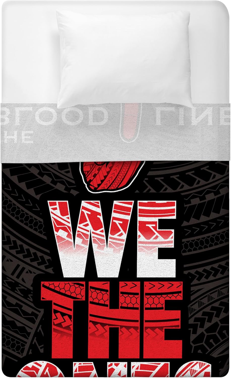 The Bloodline We The Ones Tribal Pattern Flannel Throw Blanket, Black Red Tribal Hand Graphic Soft Fleece Blanket, Sofa Bedroom Decor Blanket, Gift For Professional Wrestling Fans