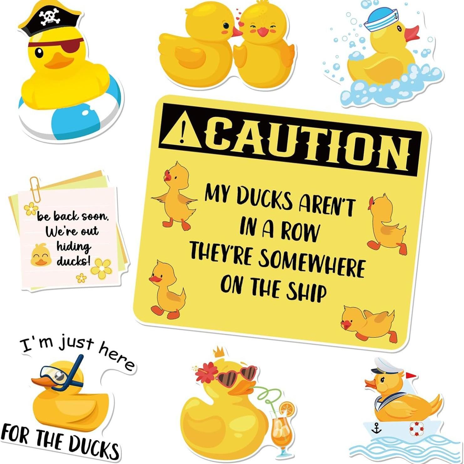8pcs Funny Ducks Magnetic Cruise Door Decorations, Reusable Duck Magnets for Carnival Ship Cabin, Refrigerator Decor Stickers