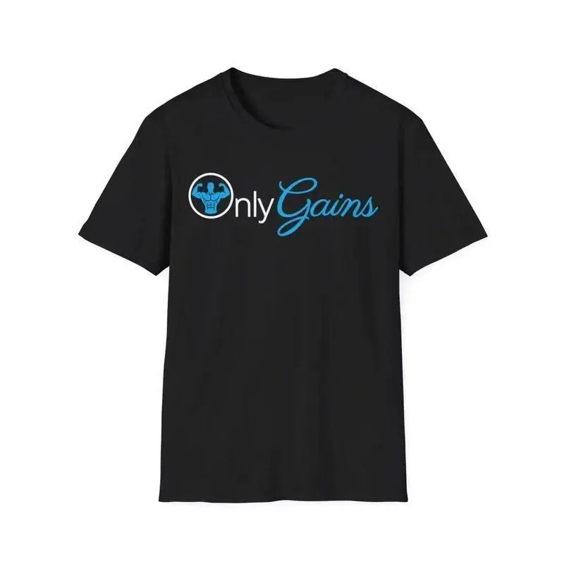 [50% Cotton Blend] Only Gains Parody Gym Pump Cover T-Shirt, Men's Workout Shirt, Funny Gym Rat Lifting Menswear, Streetwear Gift Tee for Men