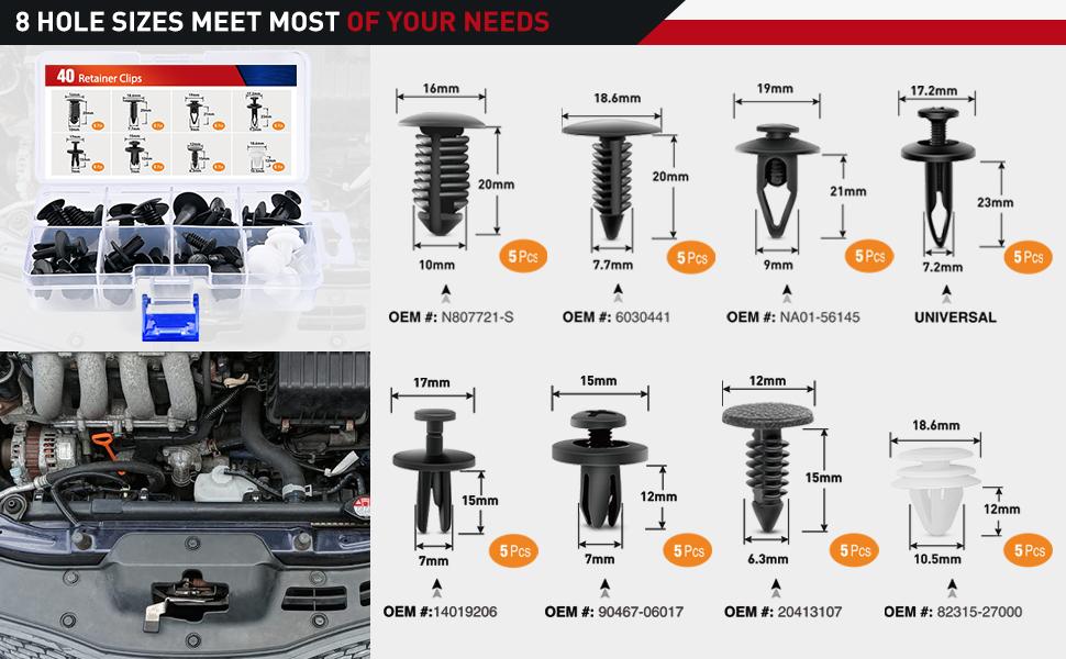 Nilight Trim Removal Tool 88Pcs, Auto Push Pin Bumper Retainer Clip Set Fastener Terminal Remover Tool Adhesive Cable Clips Kit Car Panel Radio Removal Auto Clip Pliers Automotive Toolkit dealsforyoudays