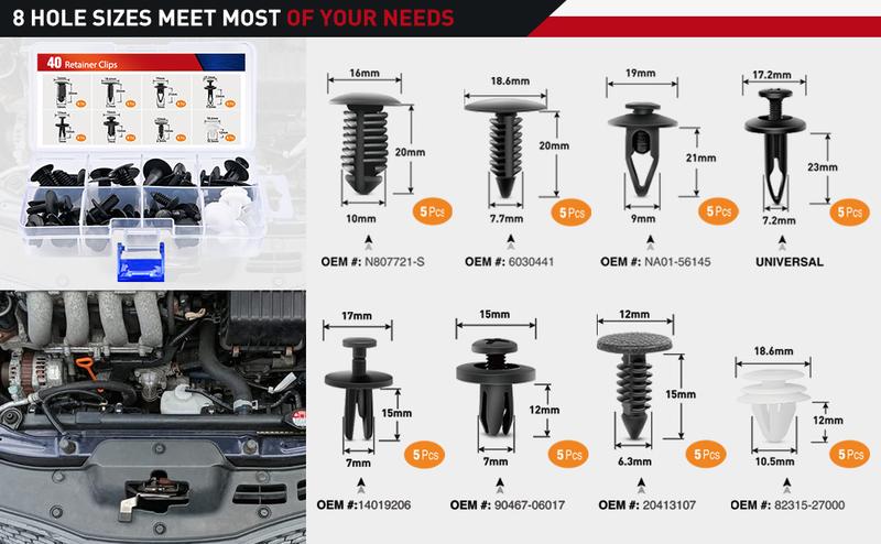 Nilight Trim Removal Tool 88Pcs, Auto Push Pin Bumper Retainer Clip Set Fastener Terminal Remover Tool Adhesive Cable Clips Kit Car Panel Radio Removal Auto Clip Pliers Automotive Toolkit dealsforyoudays