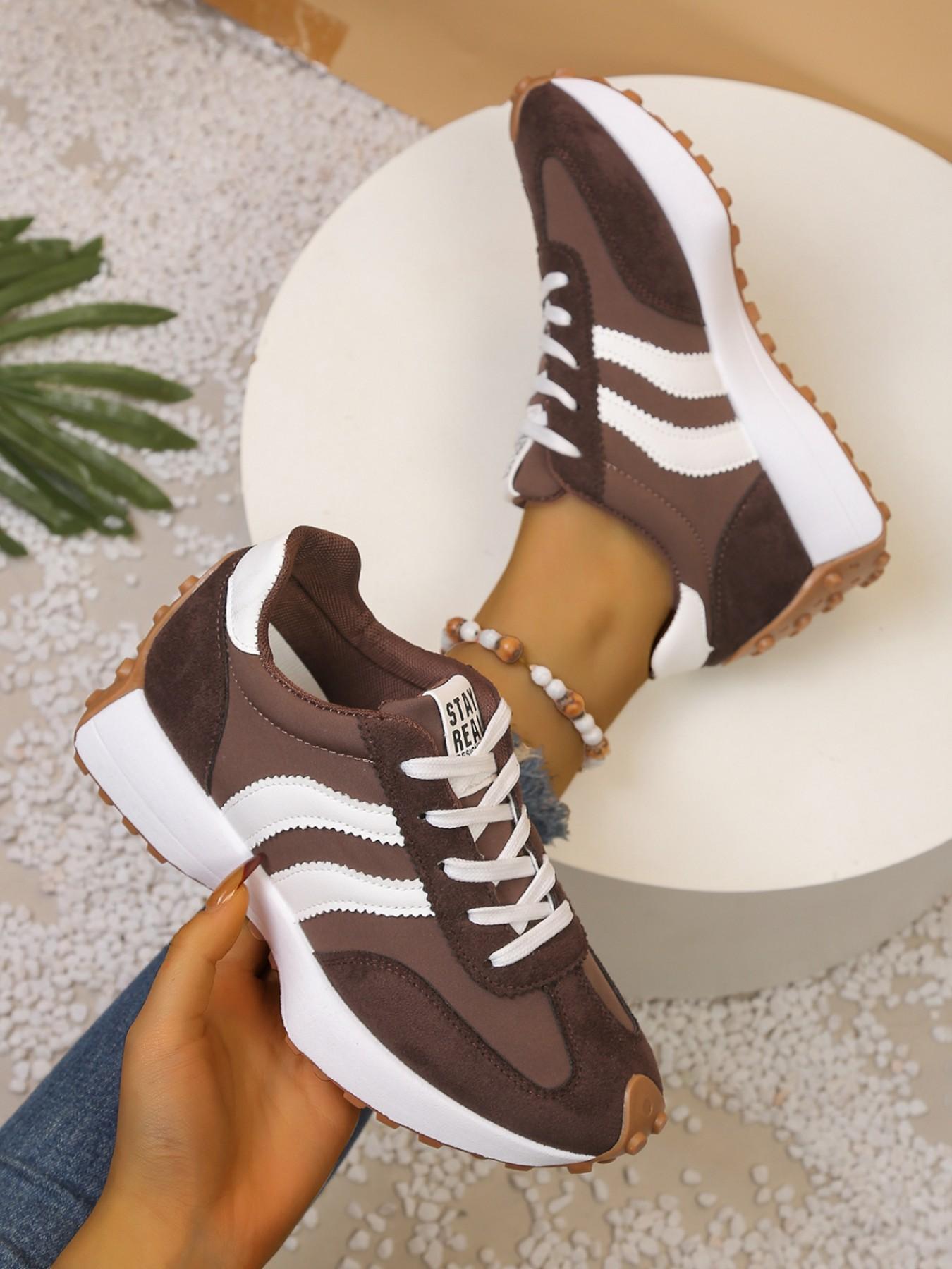 Women's Athletic Shoes Spring Autumn Elegant Fashion Casual Round Toe Low Top Lace-Up Thick Sole Breathable Outdoor Thick Soled Sneakers