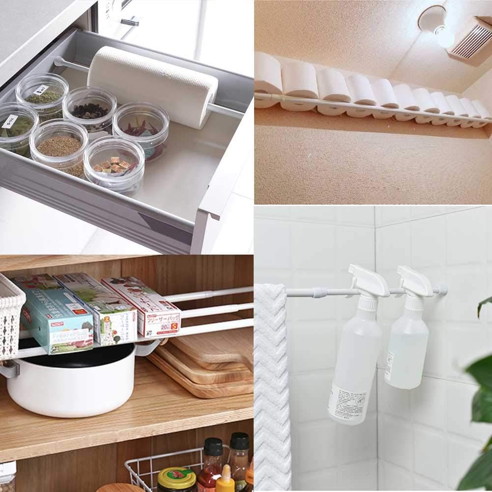 2-Count Carbon Steel Spring Tension Curtain Rod, 28-43 In Adjustable Modern Rod for Kitchen/Bath Windows, Expandable
