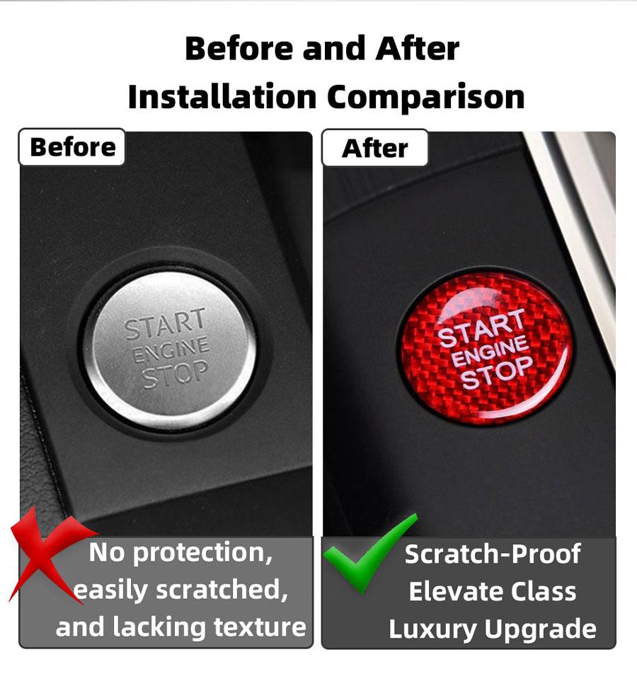 For Audi Real Carbon Fiber Ignition Engine Start Stop Button Trim Protect Stickers For A5 A7 A4L A6L Q3 Q5L Accessories  Black and Red Are Available Anti-Scratch Protection Enhances Texture for a More Premium Look Sticker For Cars