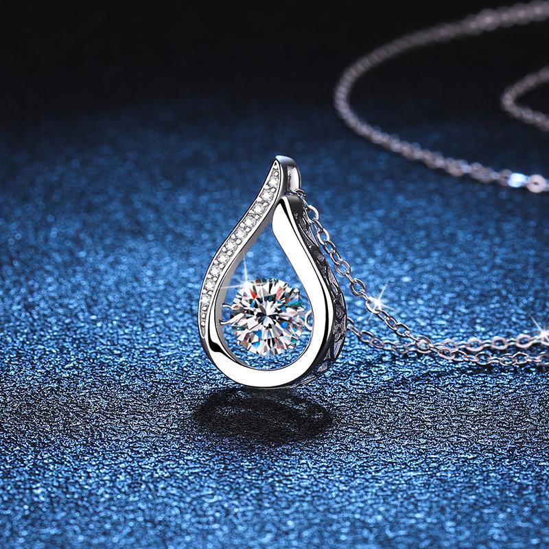 【Moved by love】925 sterling silver The Moving teardrop necklace 1 carat necklace The moving teardrop-shaped necklace shows unforgettable love necklace