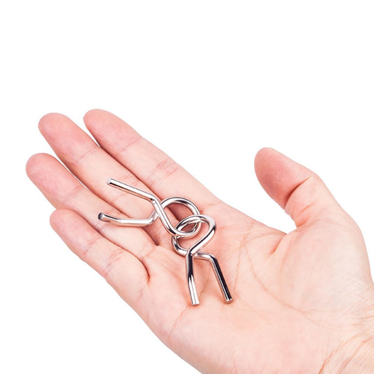 Metal Wire Brain Teaser Montessori Puzzles Ring Toy Set 7.08''×5.9" 24-Piece Logic Game Solution Interlock Educational Stress Relief Portable Durable Gift for Kids Teens Adults