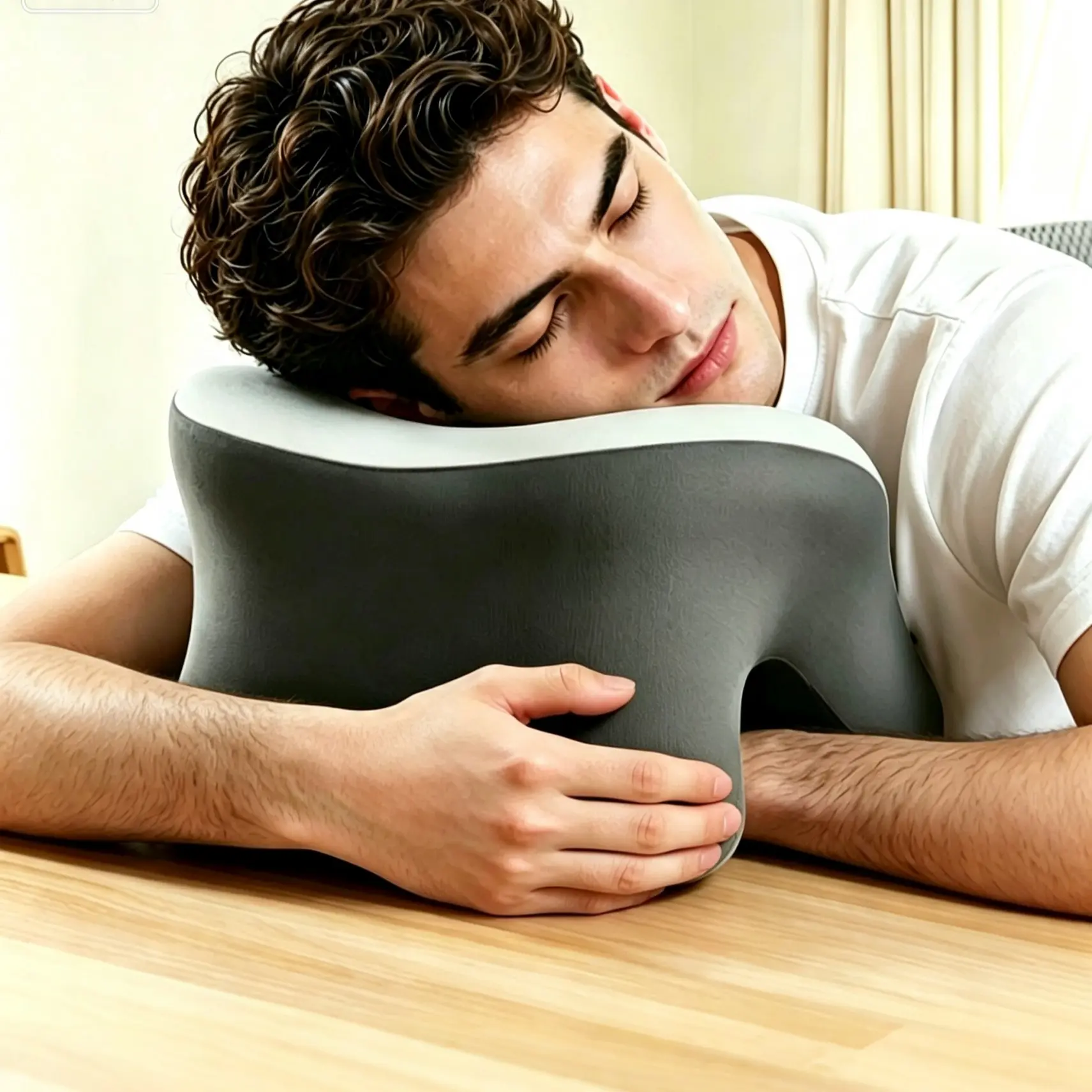 Memory Foam Desk Nap Pillow With Cushion, Breathable Ergonomic Arm Hole Design, Comfortable Lap Sleep Pillow, Ideal for Office Naps, No Arm Pressure