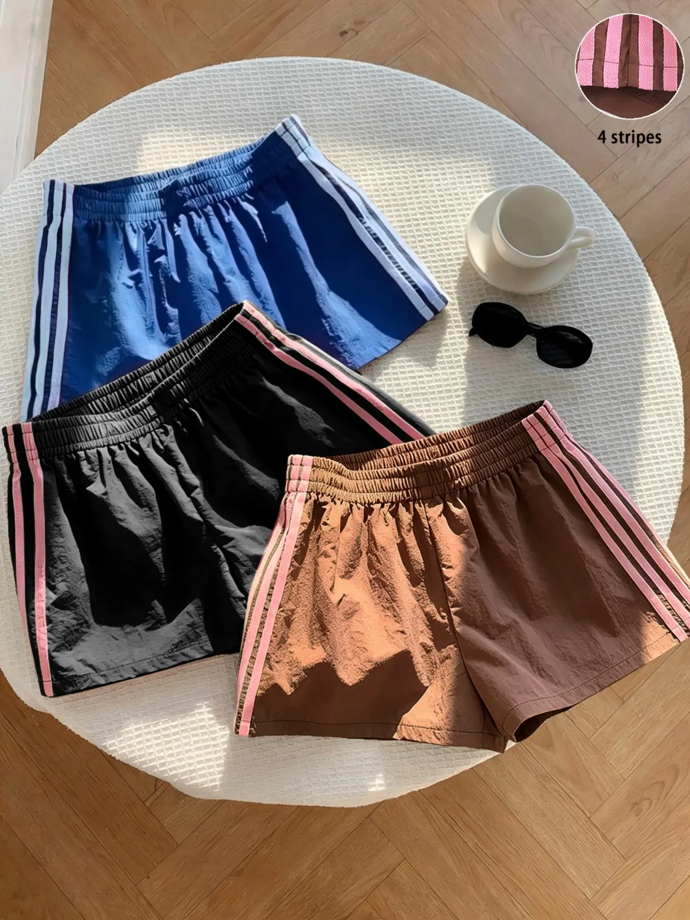 Women's Summer Striped Lightweight Athleisure Shorts, Elastic Waist Loose-Fit Workout Shorts, Casual Beachwear, Multiple Colors Available, Loose Sporty Shorts Women's Summer Striped Lightweight Athleisure Shorts, Elastic Waist Loose-Fit Workout Shorts, Casual Beachwear, Multiple Colors Available, Loose Sporty Shorts