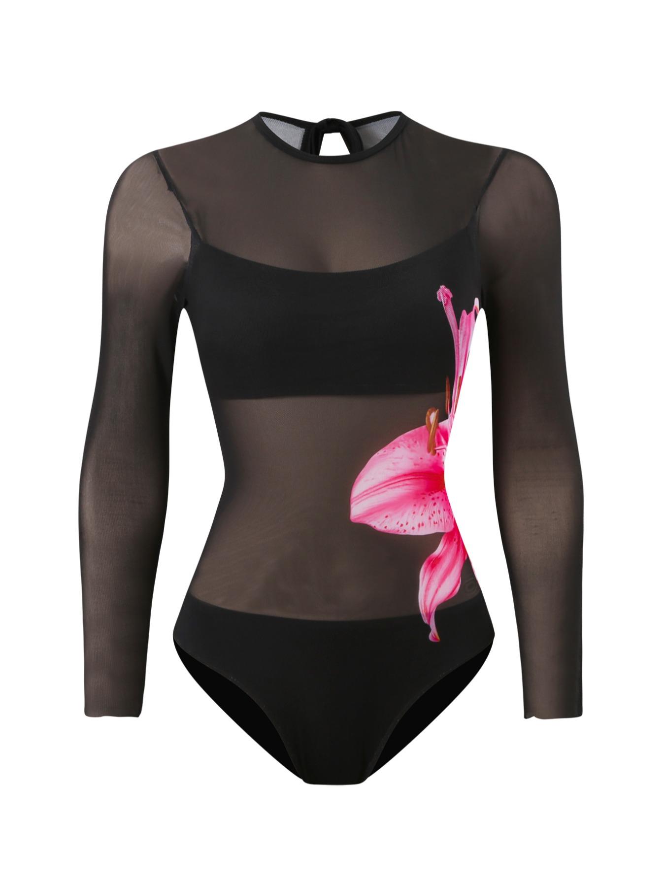 Women's Mesh One-Piece Swimsuit, European Style Swimwear, Sun Protection Quick-Dry Bathing Suit, Summer Beach Wear