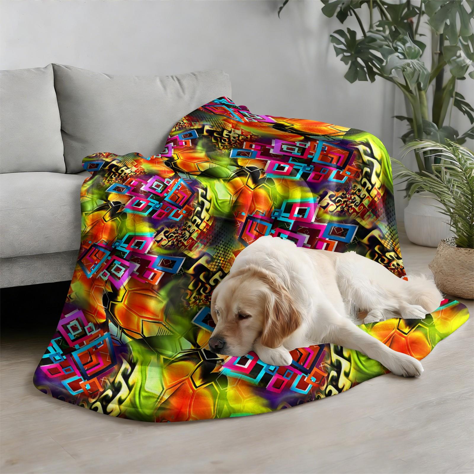 1 Pcs Boho Tribal Print Flannel Blanket, Ethnic Aztec Pattern Throw Blanket, Ultra Soft Fluffy Warm Blanket, Vivid HD Digital Print, Perfect Cozy Gift Blanket for Sofa, Bed, Dorm, Camping, Travel, All Season Use