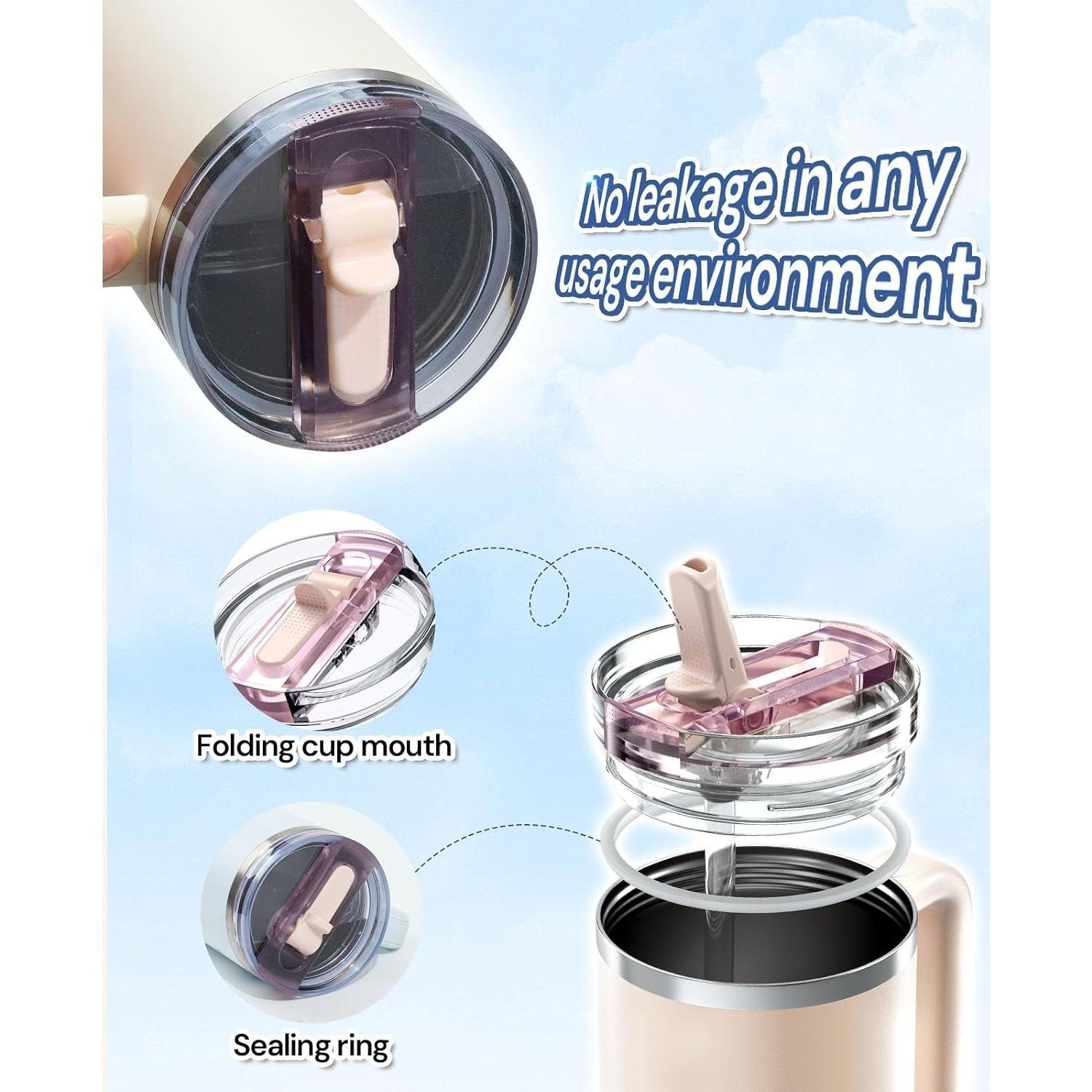 2 Pack 40 oz Leak Proof Lid  for , Upgrade Splash  For  Quencher, Spillproof Tumbler Flip Lid,