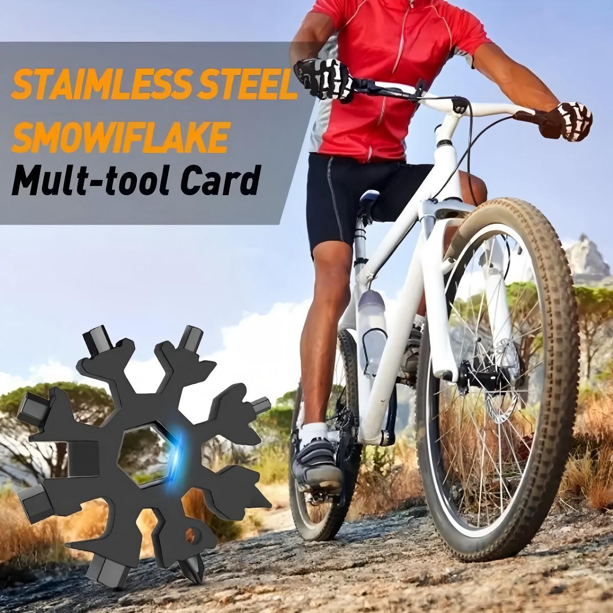 1 Pcs 18-In-1 Multi-Tool Snowflake Design, Stainless Steel Portable Wrench, Screwdriver & Bottle Opener, Essential Survival Tool for Outdoor Adventures