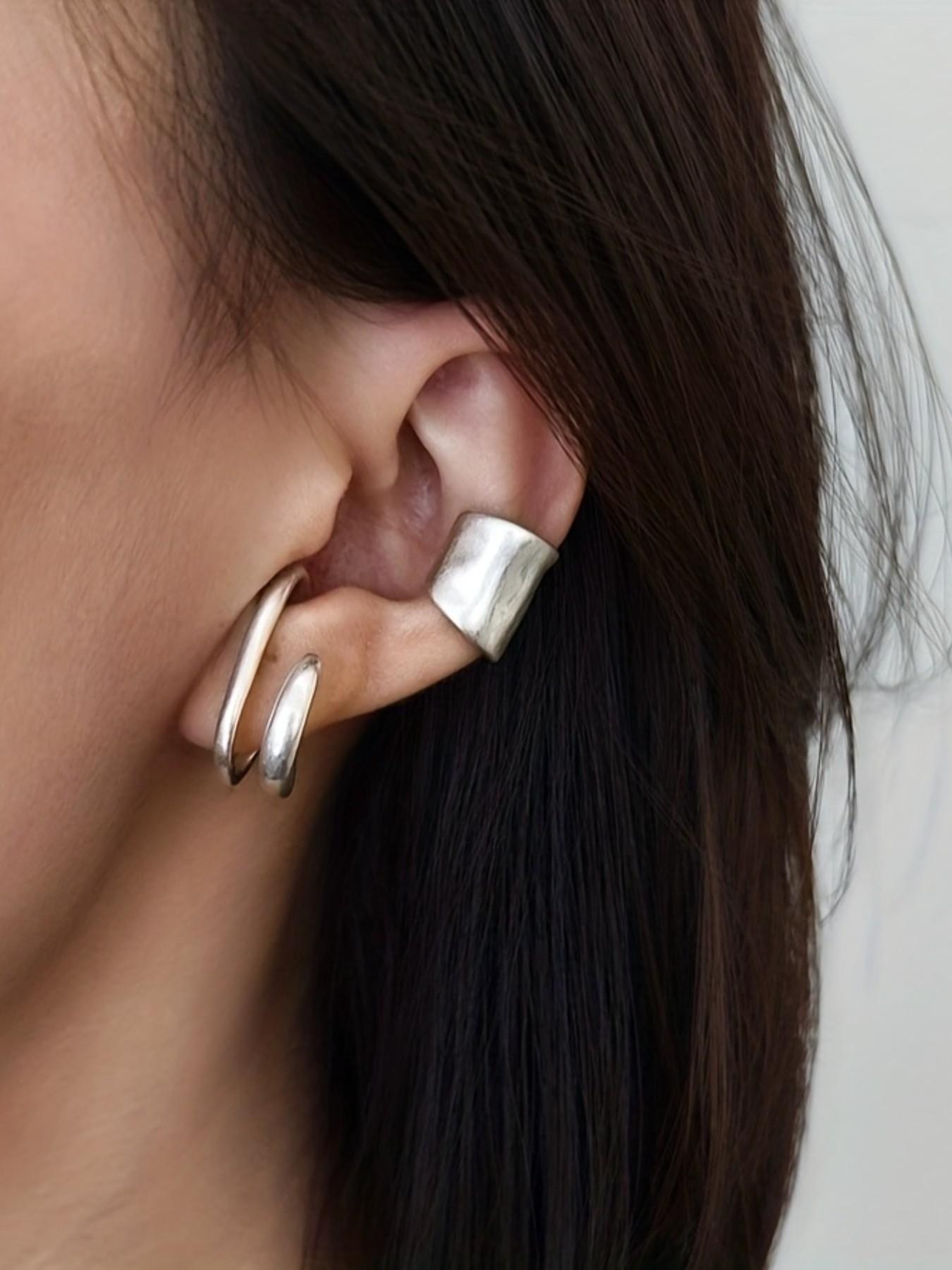 2pcs Minimalist Ear Cuffs, Fashionable High-End Earrings, Unique Versatile Studs, Casual All-Season Jewelry, Plain Design