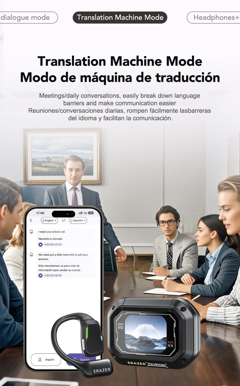 ERAZER XP6 Translation Wireless Earbuds With APP Bluetooth 5.4 Earphones,LED Lights Touchscreen, Built-in Mic ,High-quality sound Translate Earbuds, Clear call,30H Playtime Earphones,for Gym Running Workout