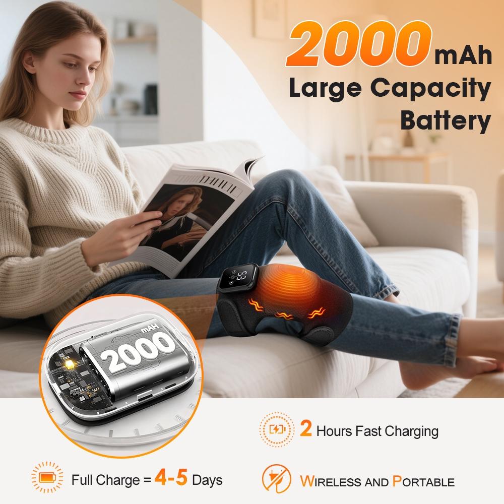 Heated Knee Massager with 3 Vibration Modes 3 Heating Levels, Heated Wrap Knee Support, Ideal Gifts