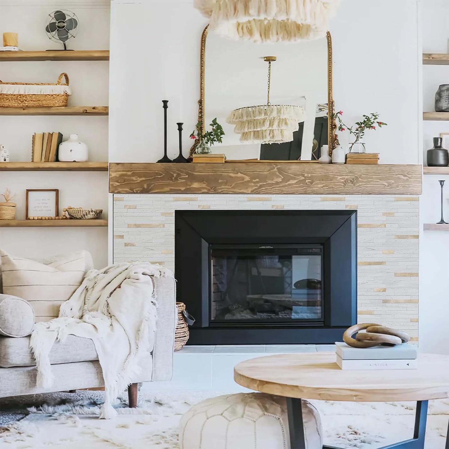 STICKGOO 20Pcs Peel and Stick Backsplash Tile, Stick on Backsplash for Kitchen/Bathroom, Self Adhesive Wall Tiles Diy Decorative Home Decor - White Marble Pattern Wallpaper