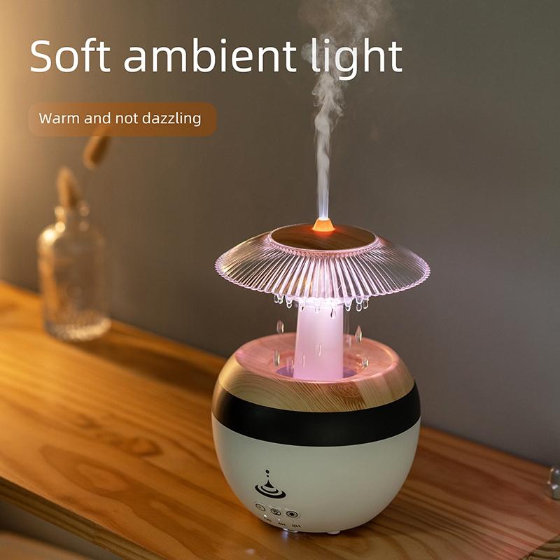 USB Plug-In Essential Oil Diffuser 450ML Cloud Humidifier Fragrance Aroma Humidifier Raindrop Filter with Music, Colorful LED Lights, Timer & Auto Shut-Off