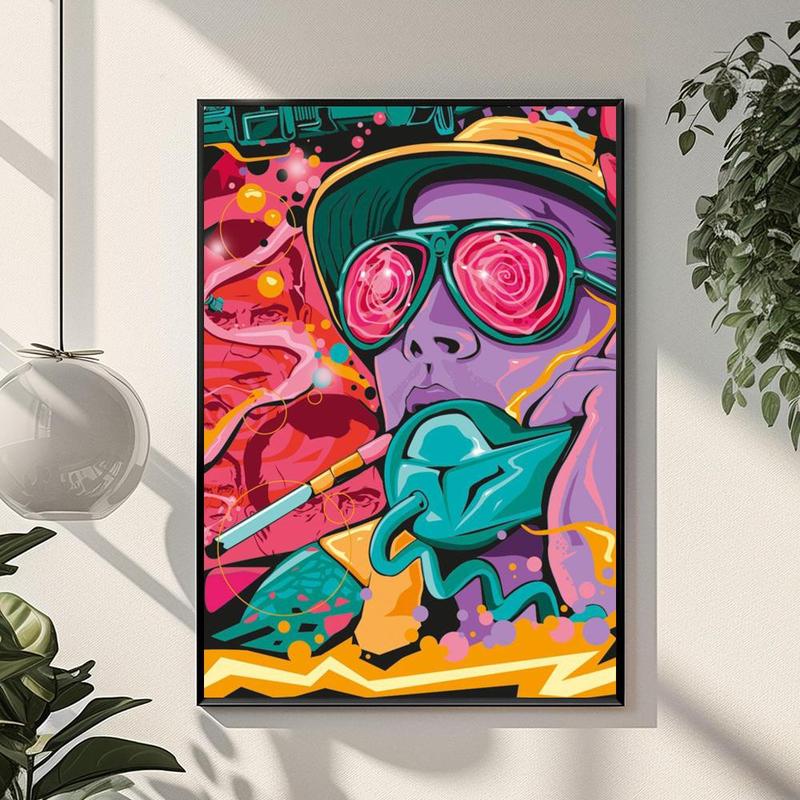 Fear Loathing Las Vegas Poster Waterproof HD Wall Sticker | Self-Adhesive Decorative Art Poster | Fade-Resistant Scratch-Proof for Long-Term Use | Easy to Apply and Clean | for Home Office Bedroom Living Room Kitchen Decor | Gift Idea