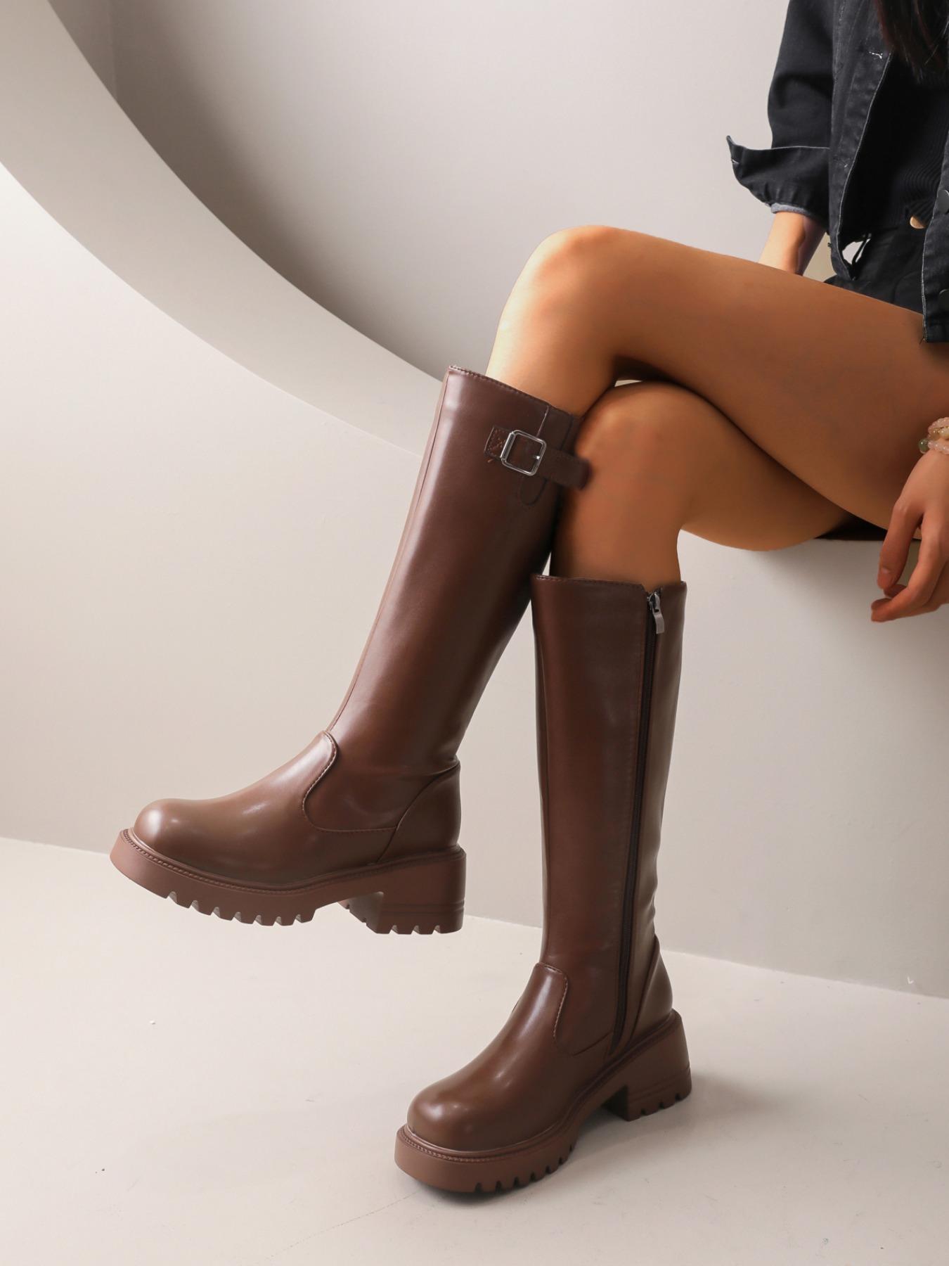 Women's Fashion Knee-High Boots, Slim Fit Thick Heel Comfortable Casual Daily Wear, Stylish High-Top Shoes for Women, Dress Boot - TikTok Shop Women's Fashion Knee-High Boots, Slim Fit Thick Heel Comfortable Casual Daily Wear, Stylish High-Top Shoes for Women, Dress Boot - TikTok Shop