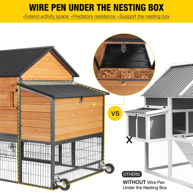 Aivituvin- AIR7006 Wooden Chicken Tractor with Metal Frame for 6-8 Chickens,Chicken Coop