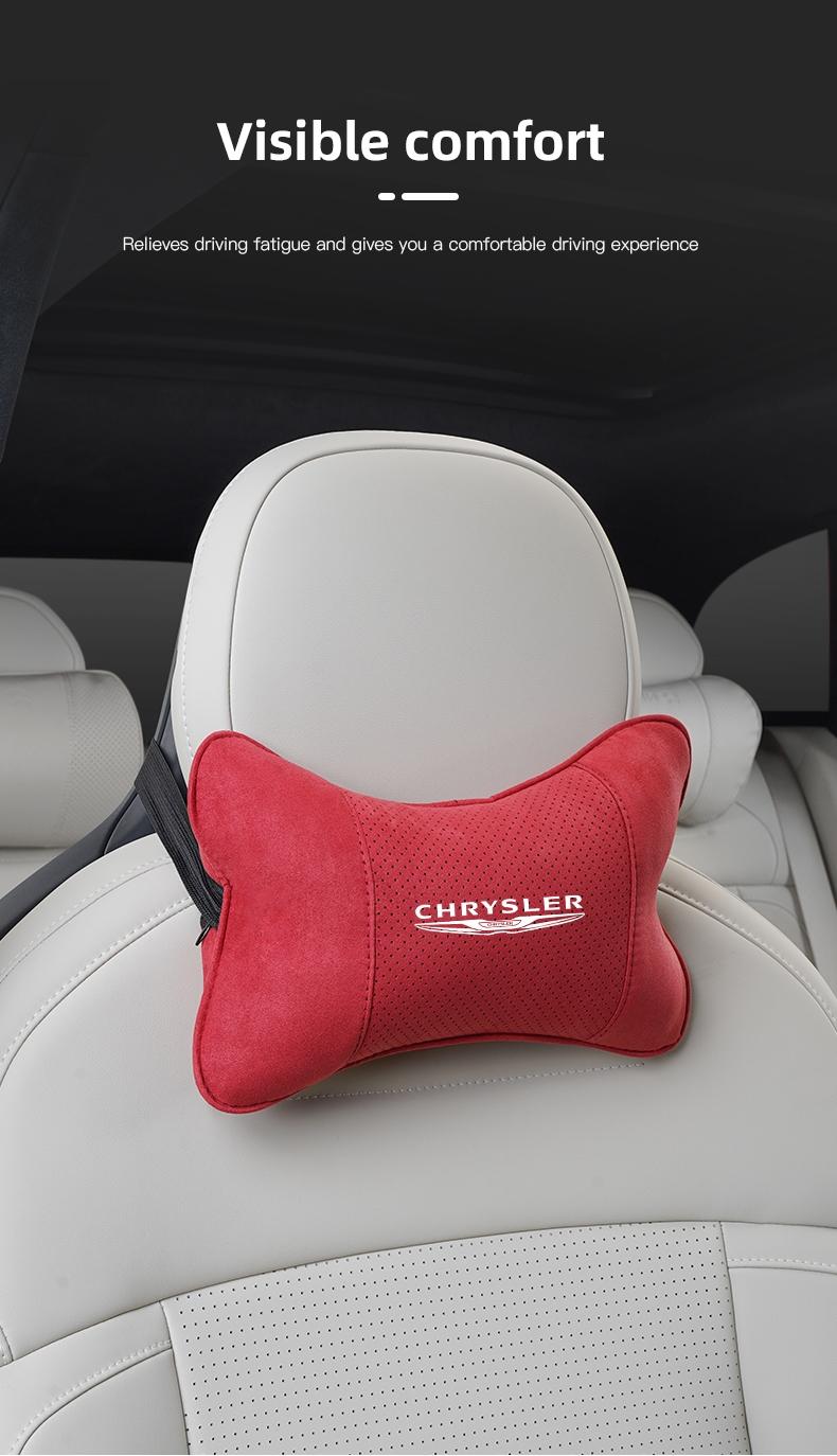 Car Suede Headrest Neck Support Auto Seat Accessories For Chrysler 300c 200 Pacifica Phev Voyager Sebring Aspen PT Cruiser Airflow Crossfire Concorde