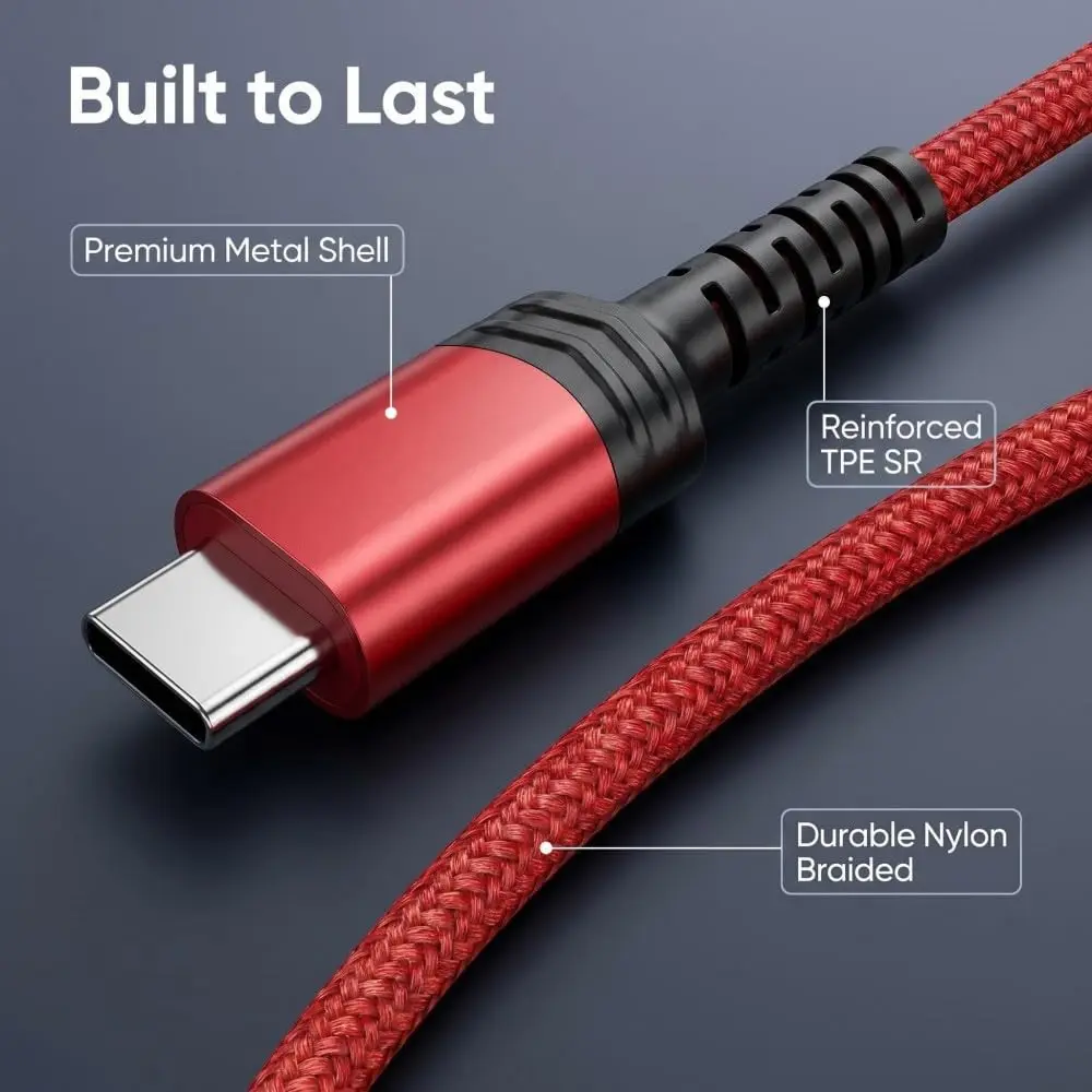 USB C Cable Fast Charging 3.3ft/6.6ft Nylon Braided, Type C Charger Cord Data Sync, Compatible with Smartphones Tablets (Blue, 2m)Gift