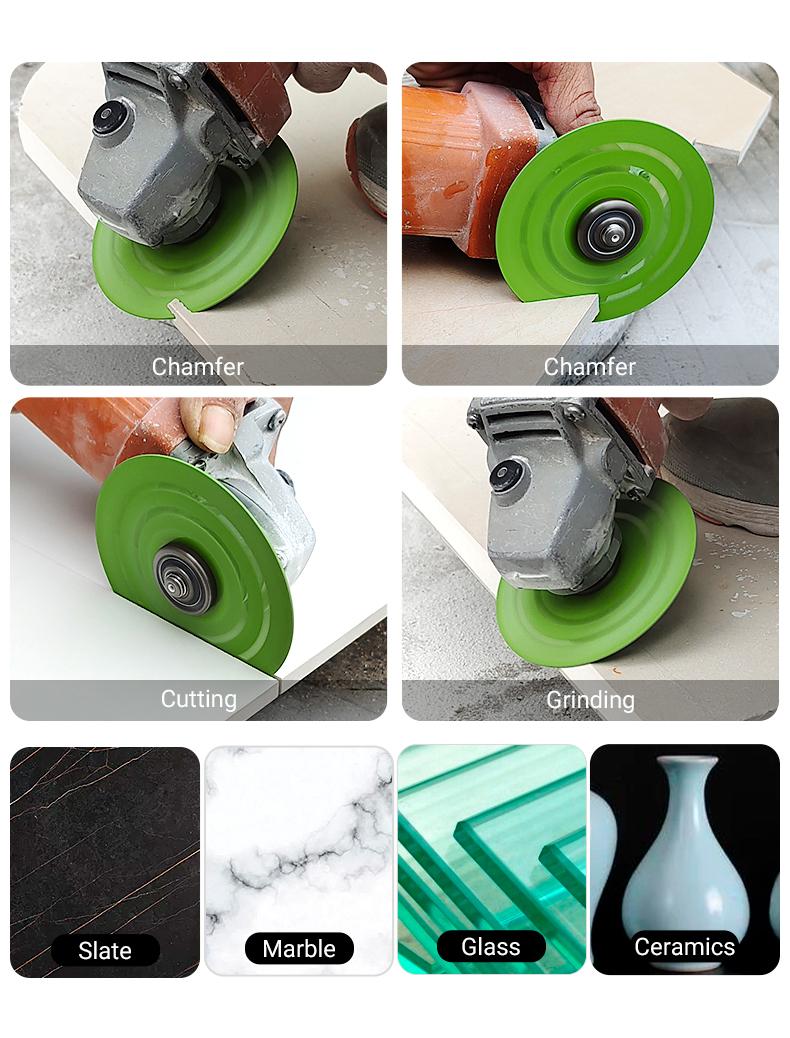 LOZLIN 1PCS/3PCS 115mm Diamond Saw Blades For Cutting And Grinding Tile And Marble,Ceramic, 45 Degree Chamfered Cutting Disc Porous Design, Angle Grinder Tools