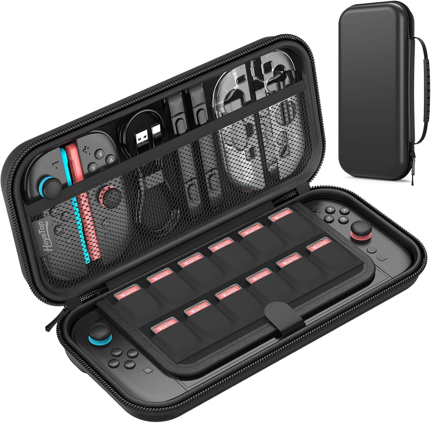 HEYSTOP Switch 2 Protection Case, Protective Hard Shell Travel Carrying Case Pouch for Console & Accessories, Black