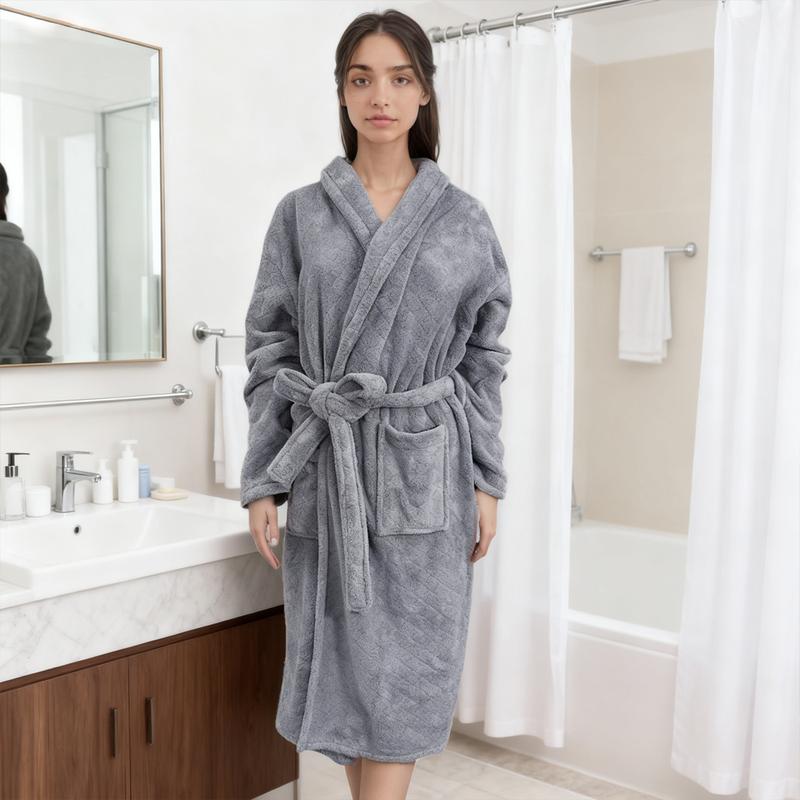 Large Size Women'S Bathrobe 120*150cm 350gsm Women'S Plus Thickened Coral Fleece Bathrobe Women'S Adult Bathroom Apron Women'S Bedroom Shawl Collar Bathrobe Suitable for Home Travel Sauna Spa, Wash Cloths for Bathroom