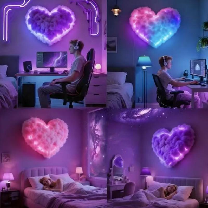 RGB Cloud Light DIY Thunder Effect USB Powered Easy Installation Indoor Decorative Light for Bedroom Living Room Game Room Cafe Music Sync Flashing Christmas Dj Party