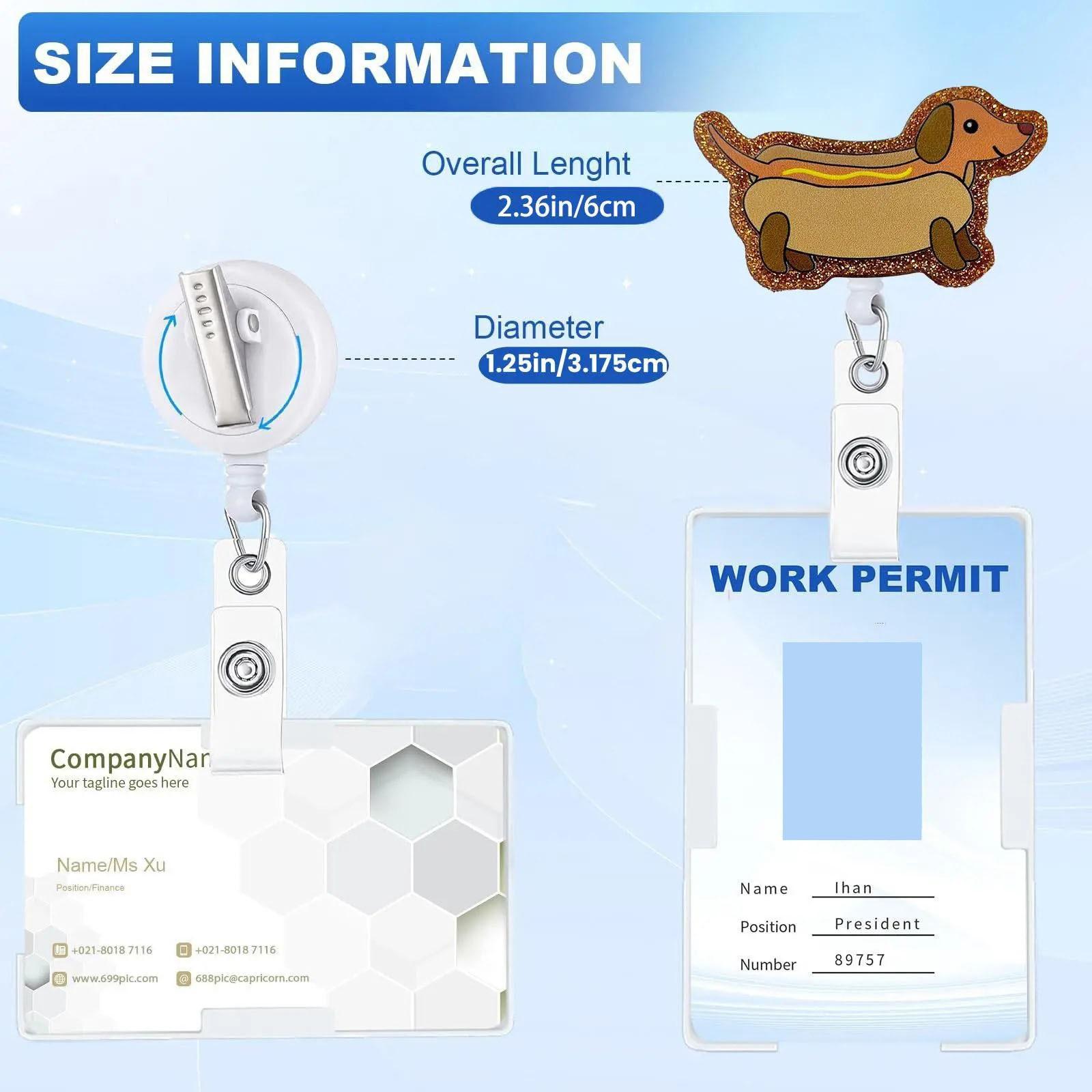 Cute Weimaraner Dog Pattern Stretch Badge, Office School Backpack Keychain, Outdoor ID Tag, Durable Design, Perfect Gift