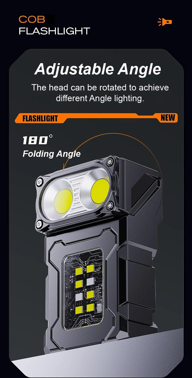 Portable Abs Flashlight, Adjustable Angle Headlamp, Magnetic Bottom, Durable for Camping, Outdoor Survival, Emergency Situations